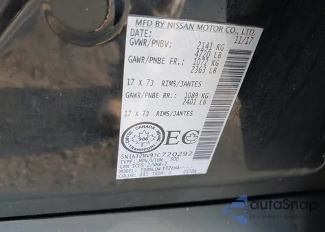 2018 Nissan Rogue S/Sl/Sv from USA, damaged, VIN 5N1AT2MV9JC720292